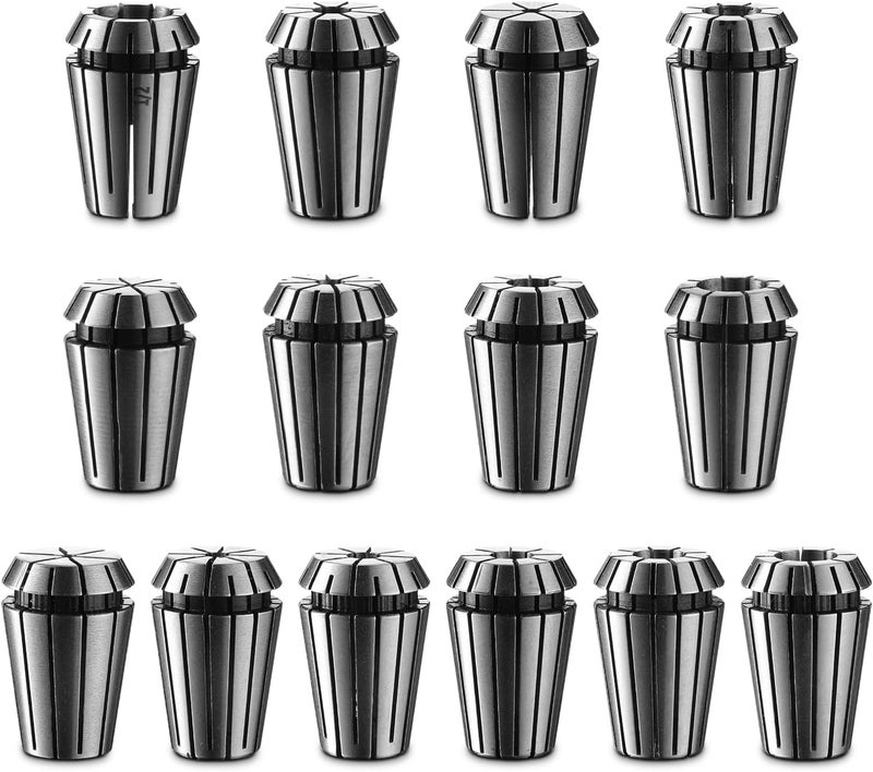 Genmitsu ER20 Router Collet, 14PCs, 1/16″ to 1/2″ CNC Engraving Router Bit Collet for Engraving Machine Tool, CNC Router, and Driver - Image 1